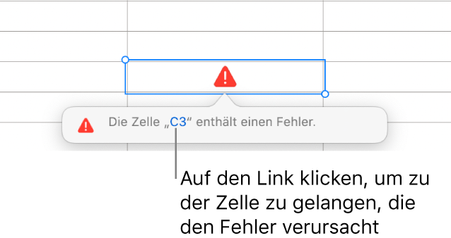 Eine Zellenreferenz bei einem Fehler
