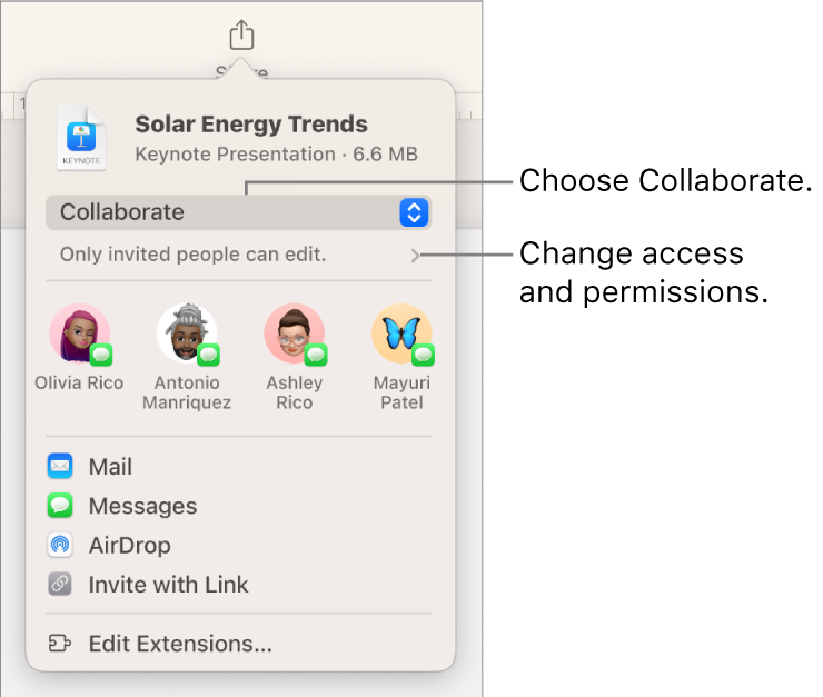 The collaboration dialog.