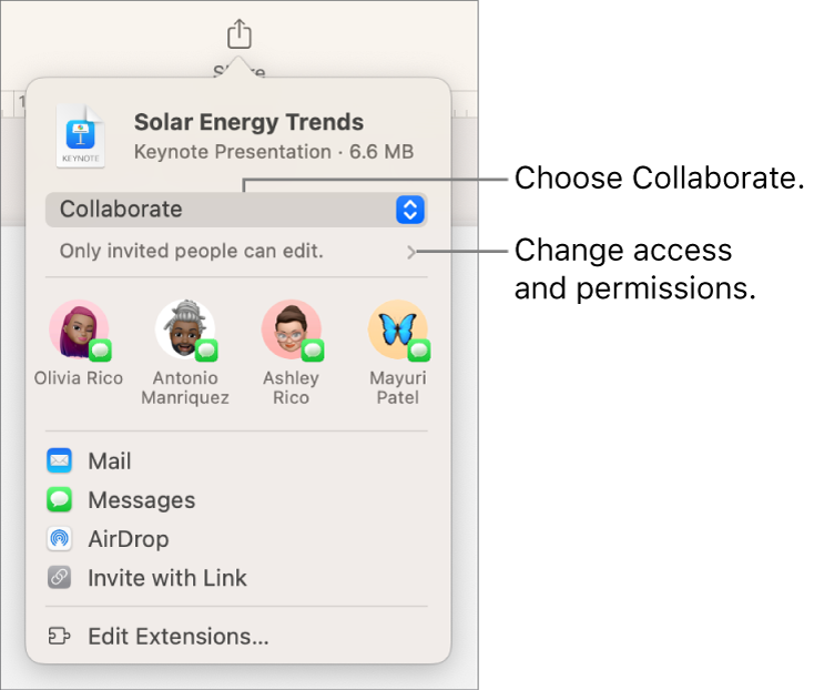 The collaboration dialog.