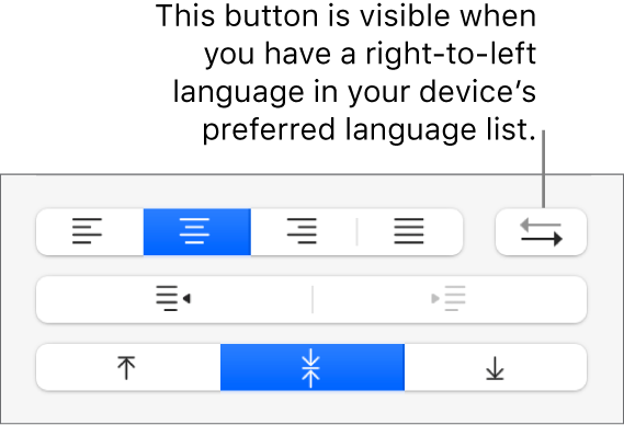 The Paragraph Direction button in the text alignment controls.