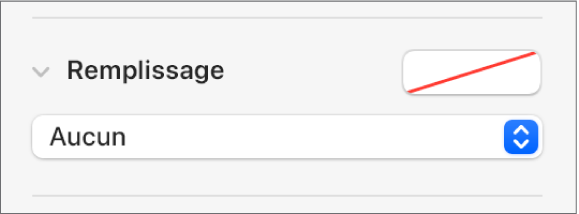 Les commandes Remplissage avec l’option Aucun sélectionnée.