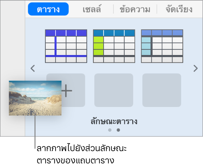 ลากภาพลงในลักษณะตารางเพื่อสร้างลักษณะใหม่