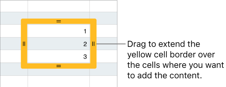 A selected cell with a large yellow border you can drag to autofill cells.