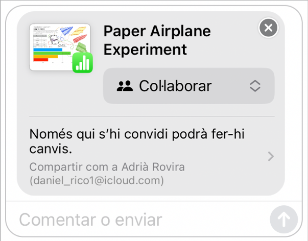 Una invitació a col·laborar a l’app Missatges confirma els privilegis d’accés.