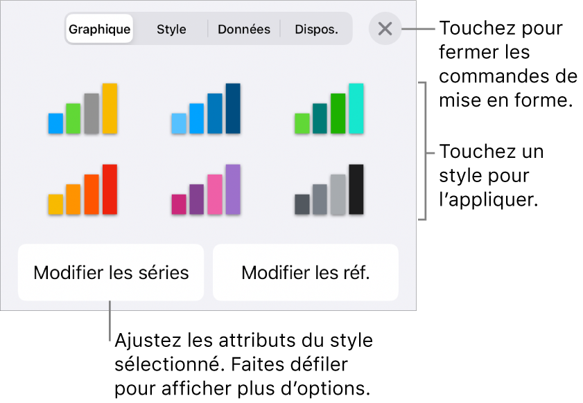 L’onglet Graphiques du bouton Format.