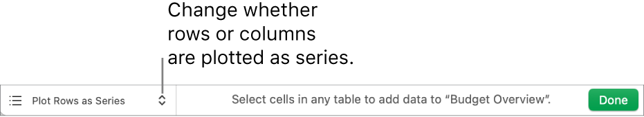Pop-up menu for choosing whether to plot rows or columns as series.