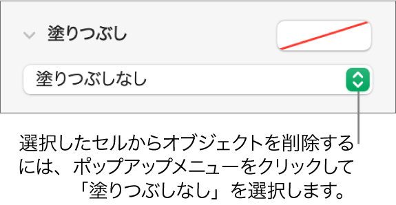 選択したセルからオブジェクトを削除するためのコントロール。