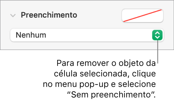 O controlo para remover um objeto da célula selecionada.