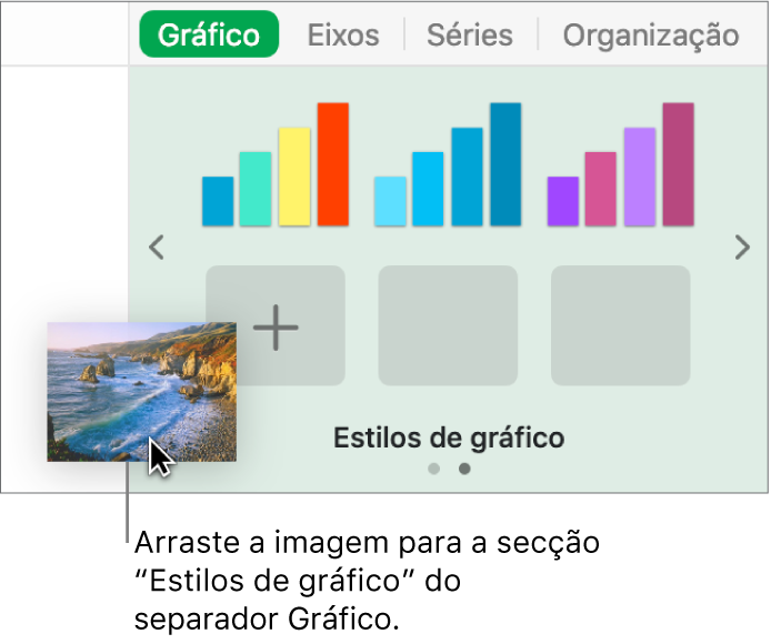 Arrastar uma imagem para a secção de estilos de gráfico da barra lateral para criar um novo estilo.