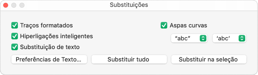 Janela Substituições.