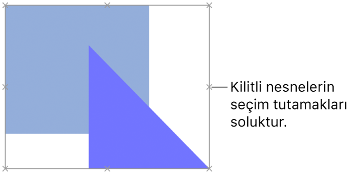 Soluk seçim tutamakları bulunan kilitli nesneler.