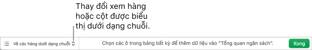 Menu bật lên để chọn vẽ các hàng hoặc cột dưới dạng chuỗi.