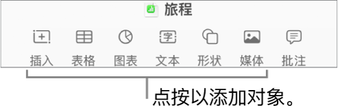 带“表格”、“图表”、“文本”、“形状”和“媒体”按钮的 Numbers 表格工具栏。