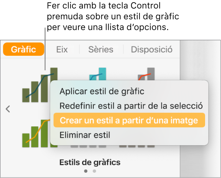 El menú de dreceres “Estil de gràfics”.