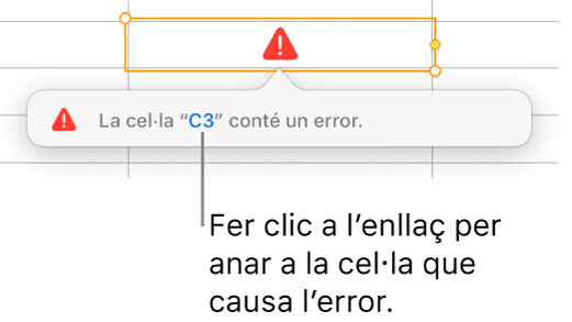 Un enllaç d’error de cel·la.