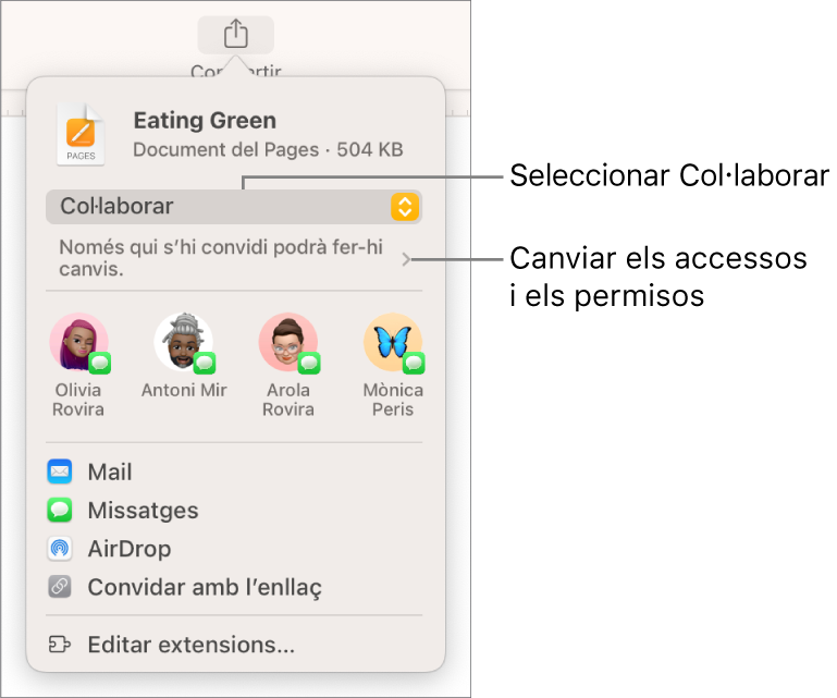 Quadre de diàleg de col·laboració.