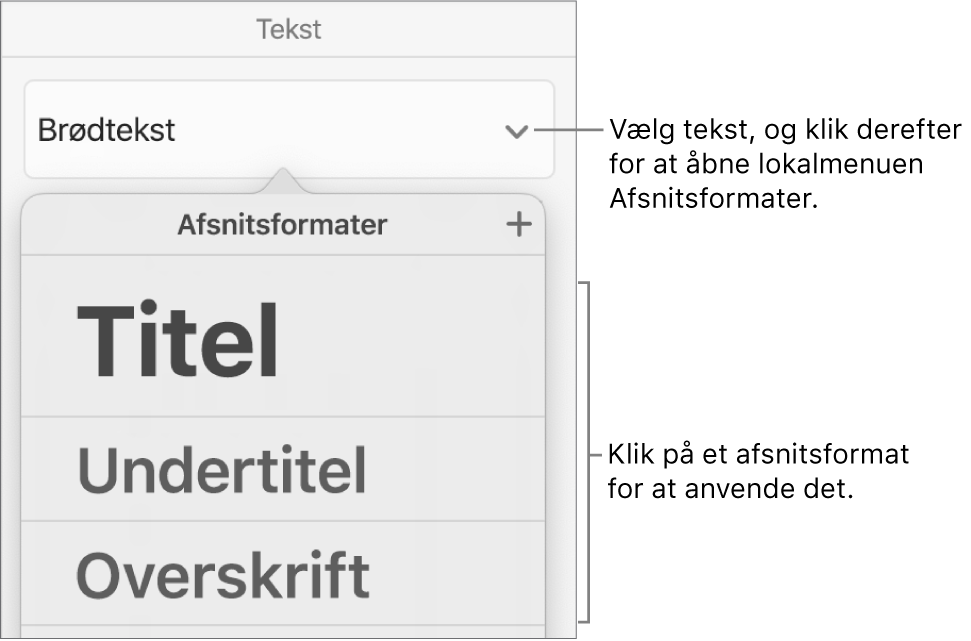 Menuen Afsnitsformater.