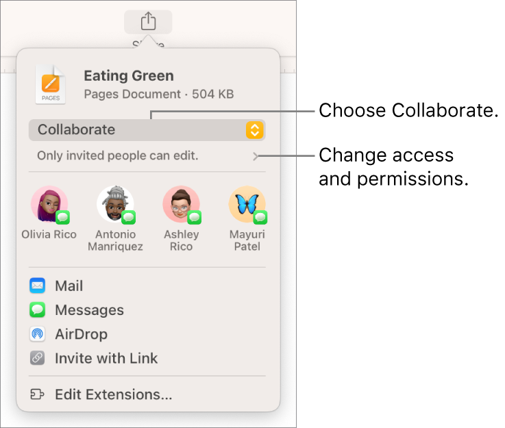 The collaboration dialog.