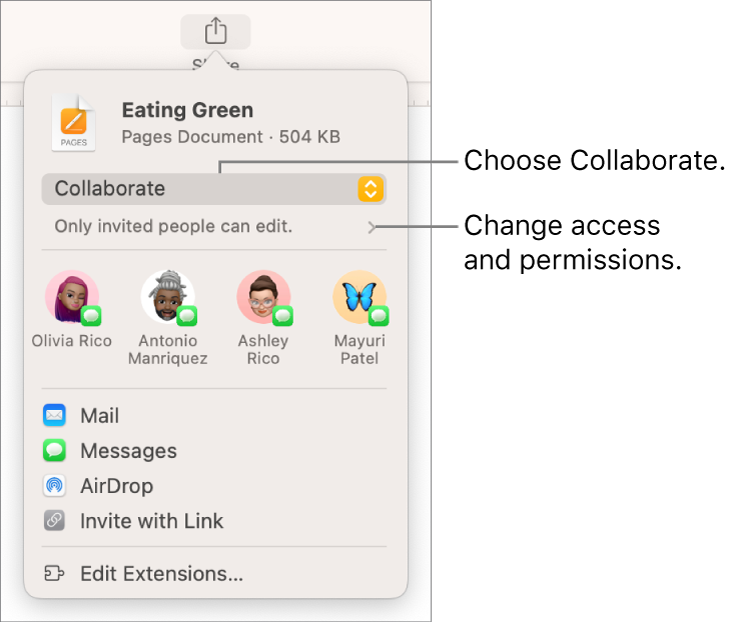 The collaboration dialog.