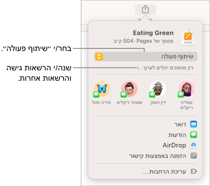 תיבת הדו‑שיח של שיתוף פעולה.