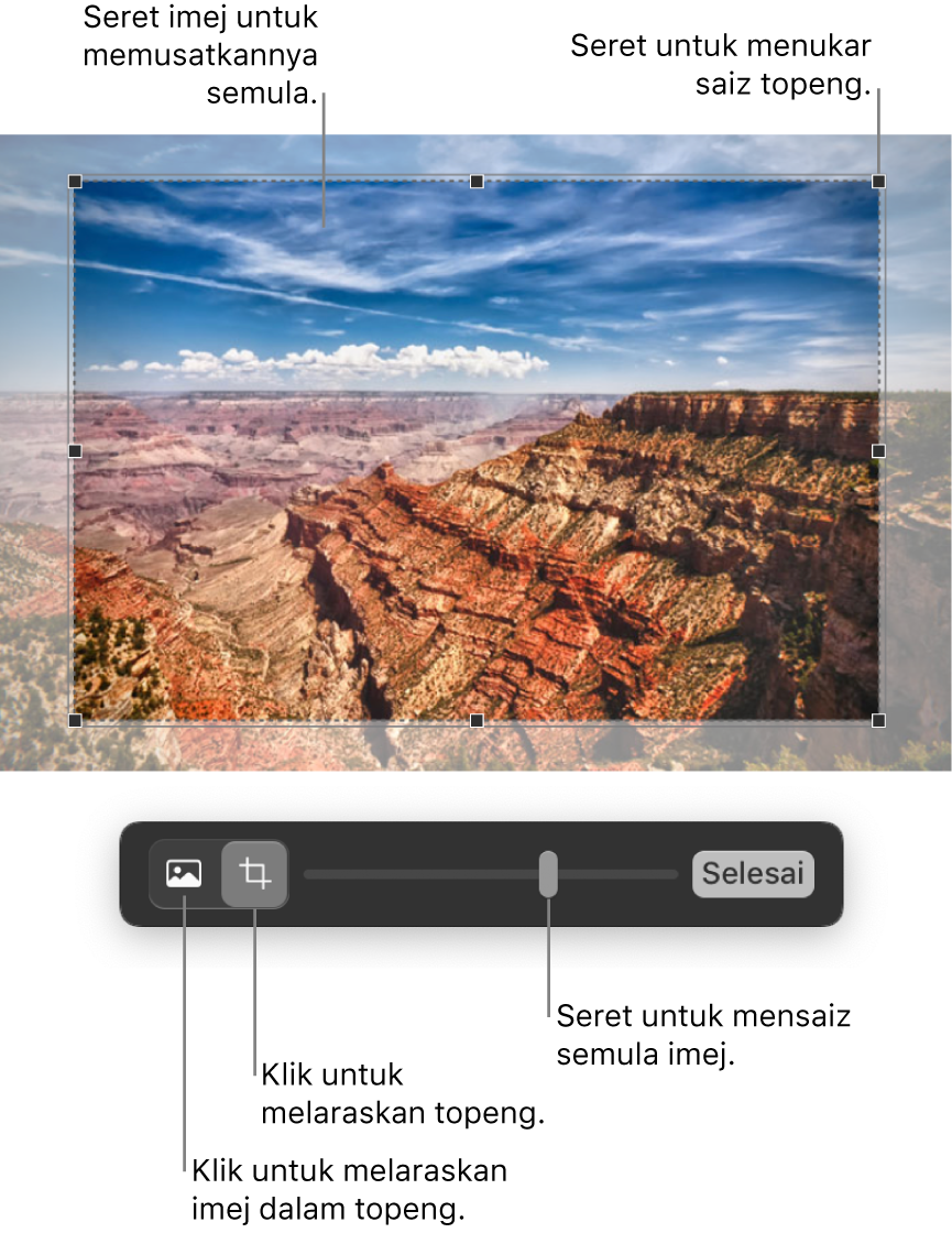 Kawalan topeng atas foto.
