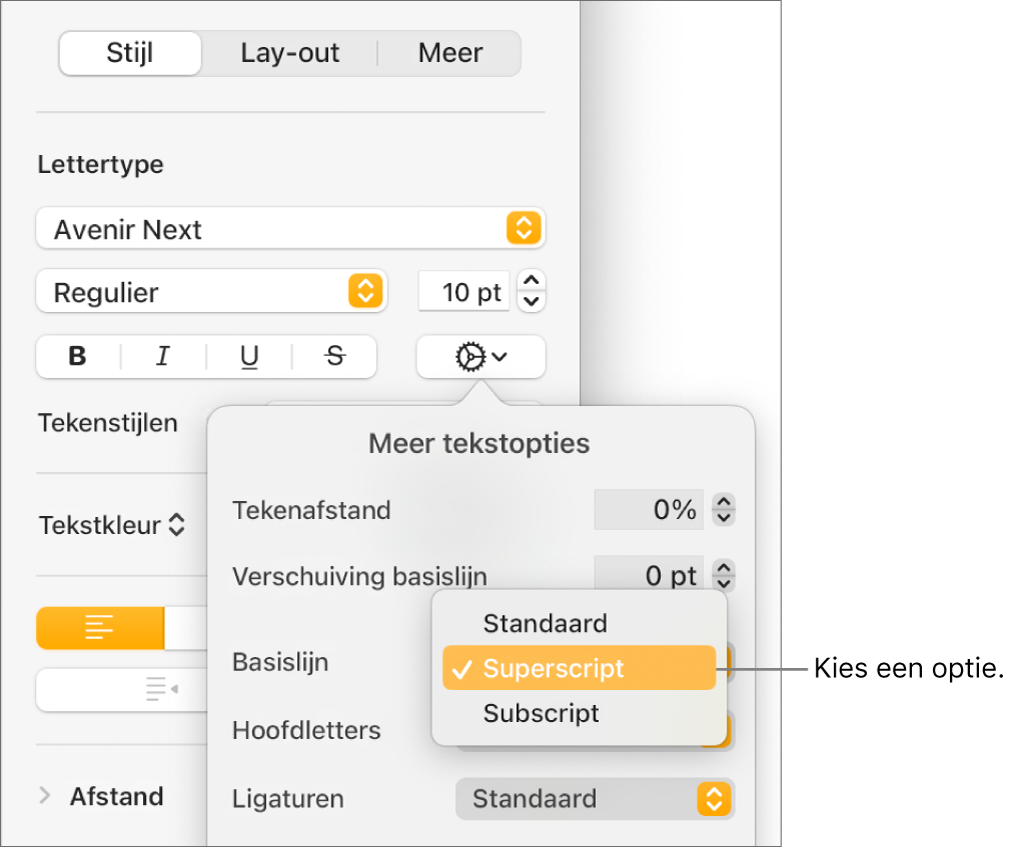 marionet meten beroerte Tekens en tekst hoger of lager weergeven in Pages op de Mac - Apple Support  (NL)