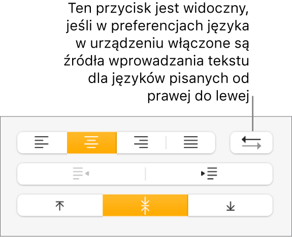 Przycisk Kierunek akapitu, znajdujący się w sekcji Wyrównanie na pasku bocznym Format.