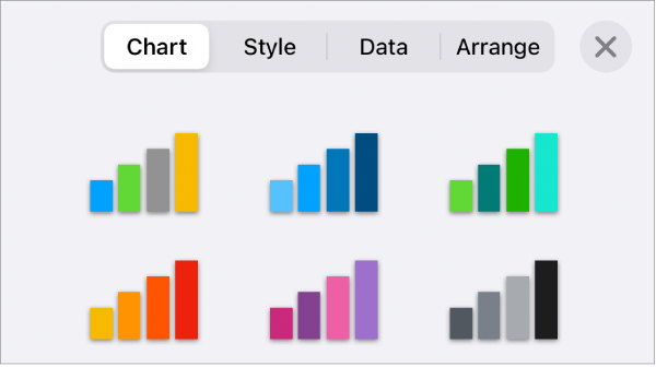 Chart styles in the Chart tab of the Format menu.