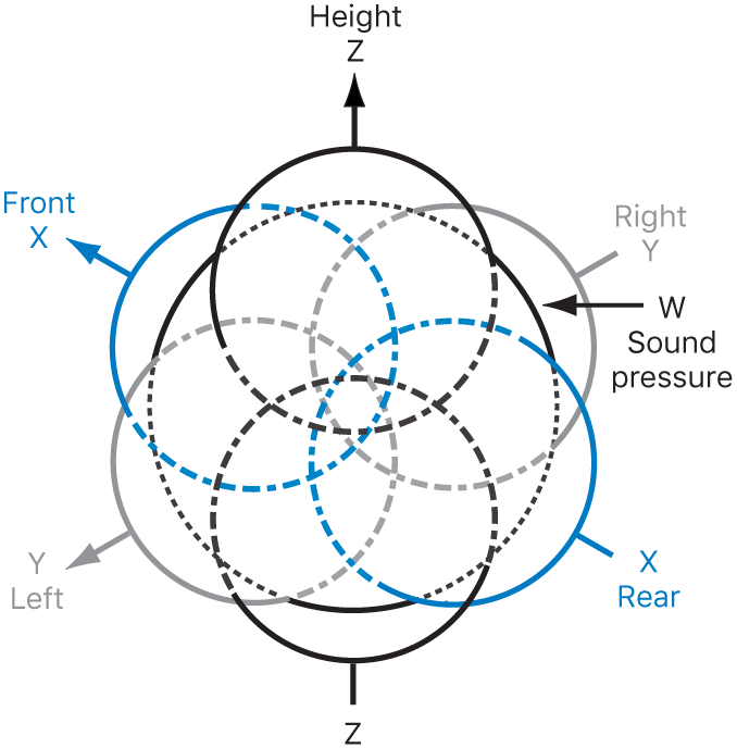 Figure. Technical illustration of B-format surround streams.
