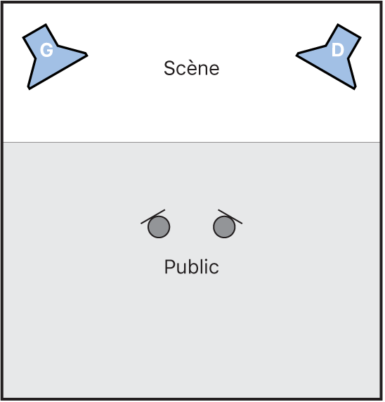 Figure. Illustration du positionnement des haut-parleurs et de l’audition de la technique de l’auralisation.