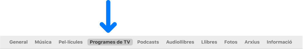 La barra de botons en què es mostra el botó “Programes de TV” seleccionat.