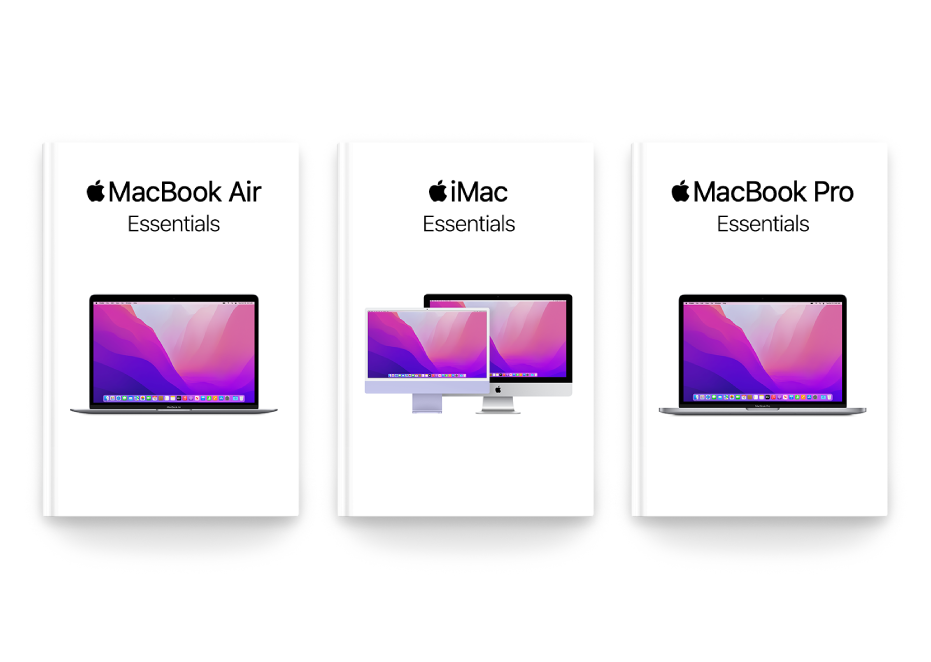 The Books app showing several Mac Essentials guides.