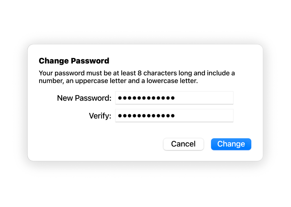 The Change Password window.