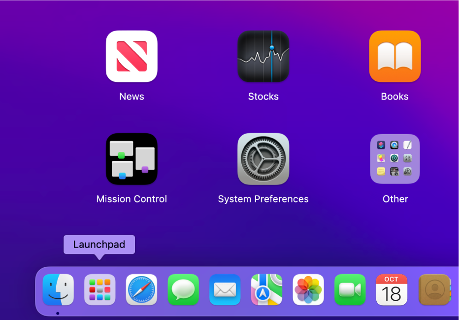 The bottom-left side of the Dock showing the Launchpad icon.