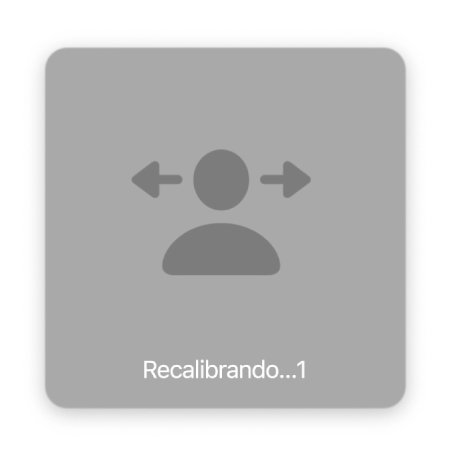 El conteo regresivo en pantalla para recalibrar el puntero con seguimiento de cabeza, mostrando “Recalibrando…1”.