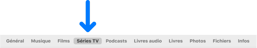 La barre des boutons affichant l’option « Séries TV » sélectionnée.