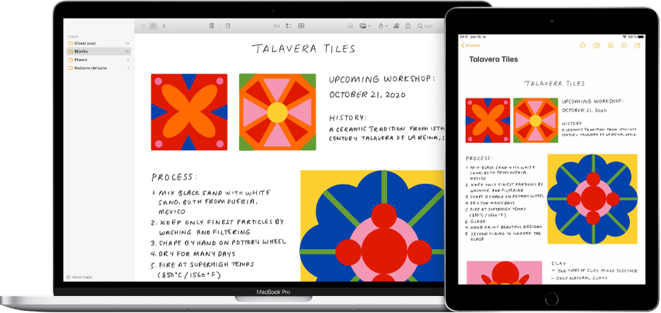 iPad s prikazom nacrta, pokraj računala Mac gdje se nacrt prikazuje u bilješci.