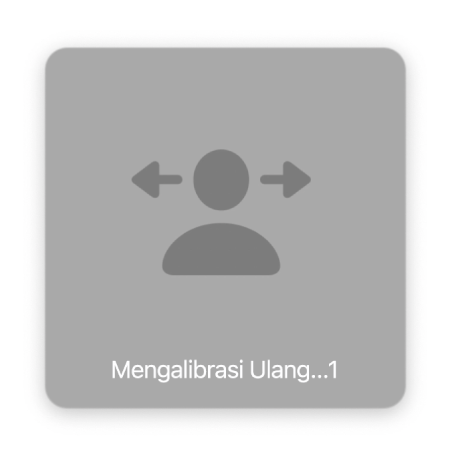 Hitungan mundur pada layar untuk kalibrasi ulang penunjuk kepala, menampilkan “Mengalibrasi ulang…1.”