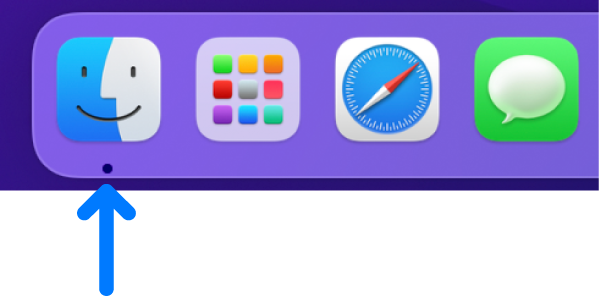 Sisi kiri Dock; ikon Finder ada di ujung kiri.
