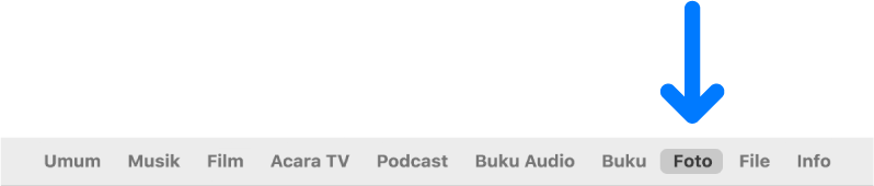 Bar tombol menampilkan Foto dipilih.