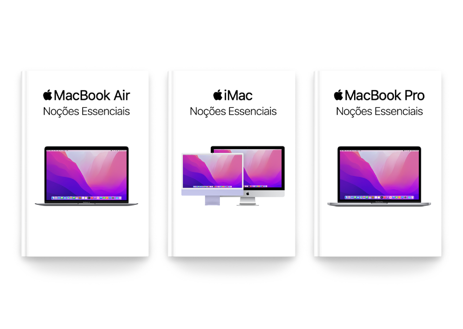 A aplicação Livros a mostrar várias Noções Essenciais do Mac.