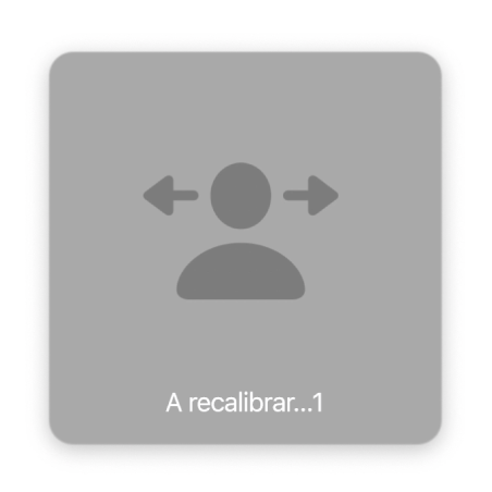A contagem decrescente para recalibração do cursor de cabeça a mostrar “A recalibrar…1”.