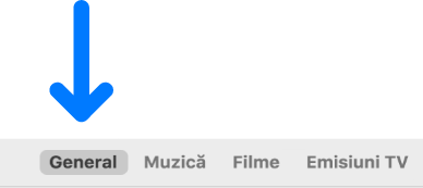 Bara de butoane afișând butonul General selectat.
