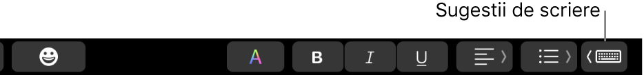 Butonul Sugestii de scriere în Touch Bar.