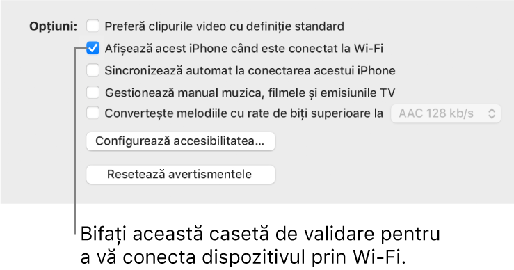 Opțiunile de sincronizare pentru gestionarea manuală a articolelor de conținut.