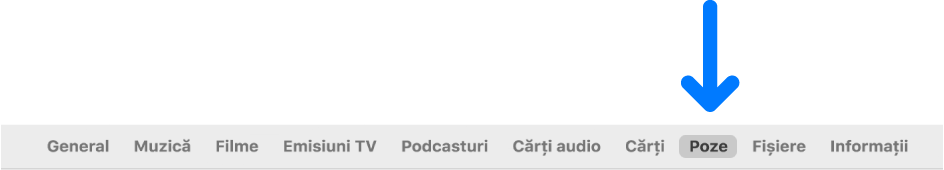 Bara de butoane cu butonul Poze selectat.