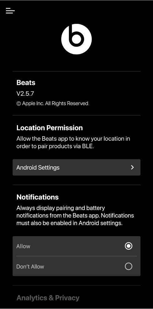 Beats app showing Select Your Beats screen