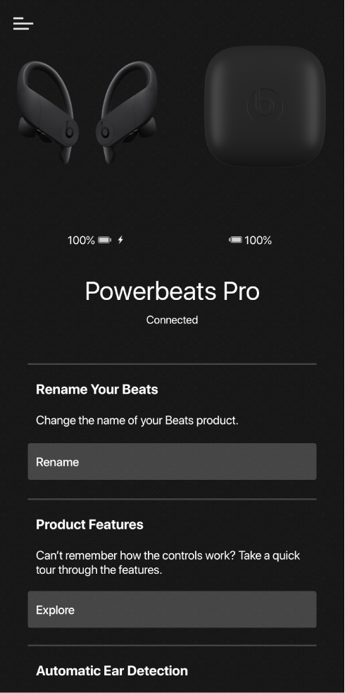 Powerbeats Pro device screen