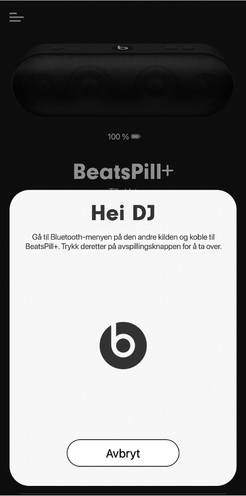 DJ-modus i Beats-appen venter på at den andre enheten skal kobles til
