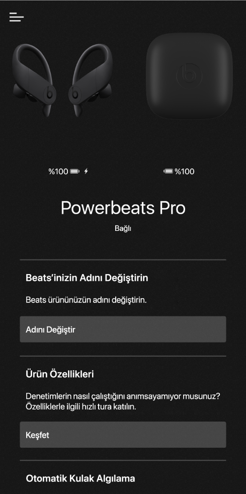 Powerbeats Pro aygıt ekranı